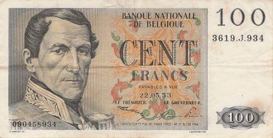 100 Franc 1953 p.129a